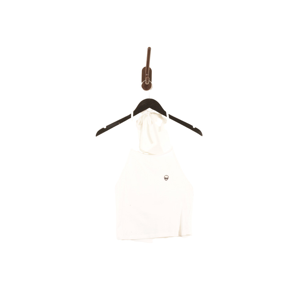 Brandy Melville White Sachi Alien Patch Halter Cami Top Tie Back One Size OS
